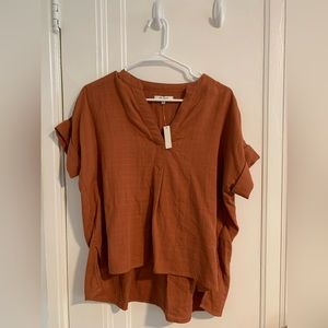 Madewell rust orange dolman blouse